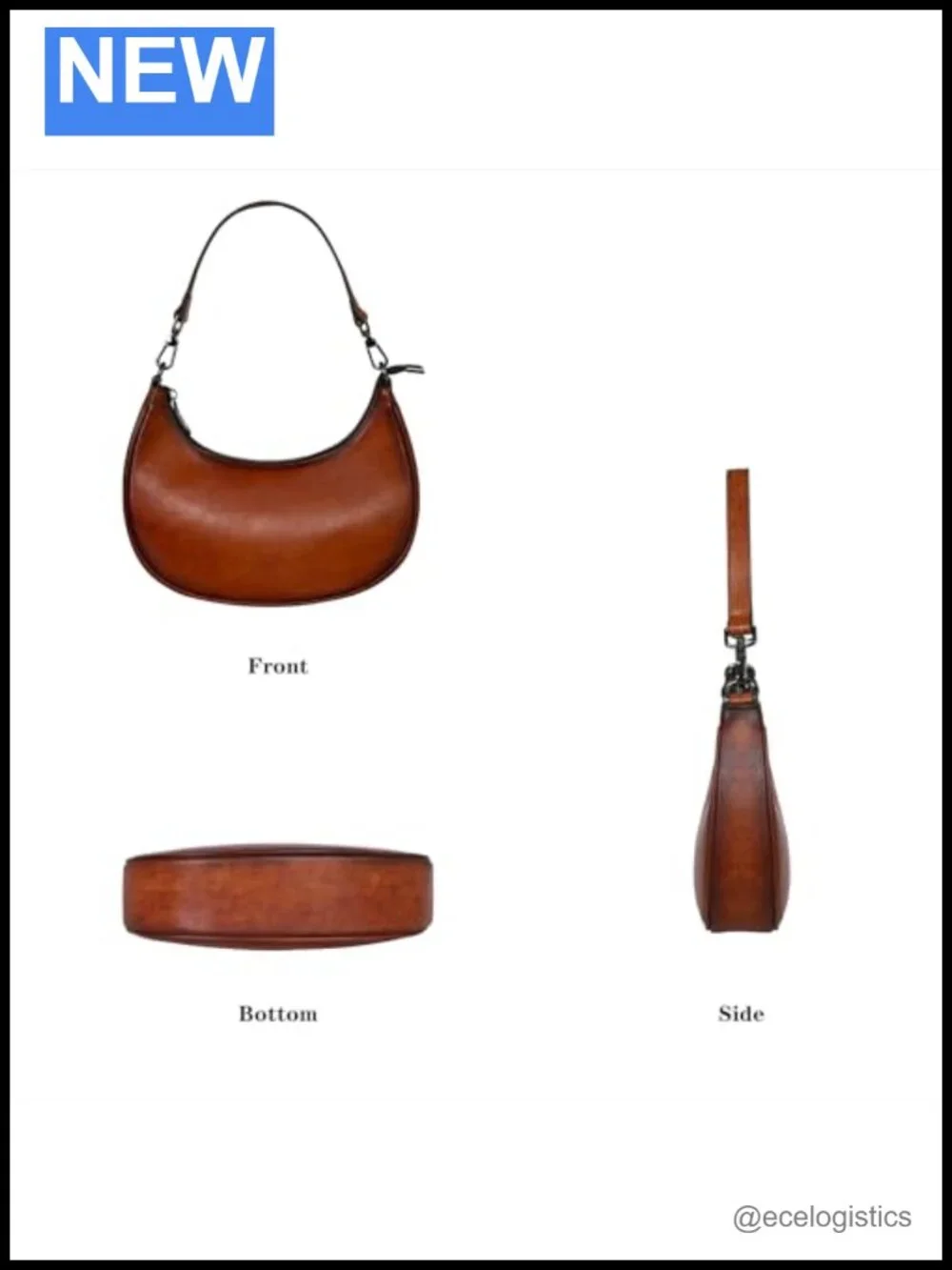 Genuine Leather Hobo Crossbody Bag Women Crescent Purse Shoulder